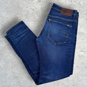 G Star Raw Jeans Men 32x32 Blue Core Regular Streetwear Skater 3301 Slim